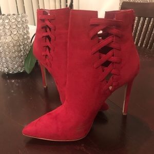 Aldo red suede ankle boots